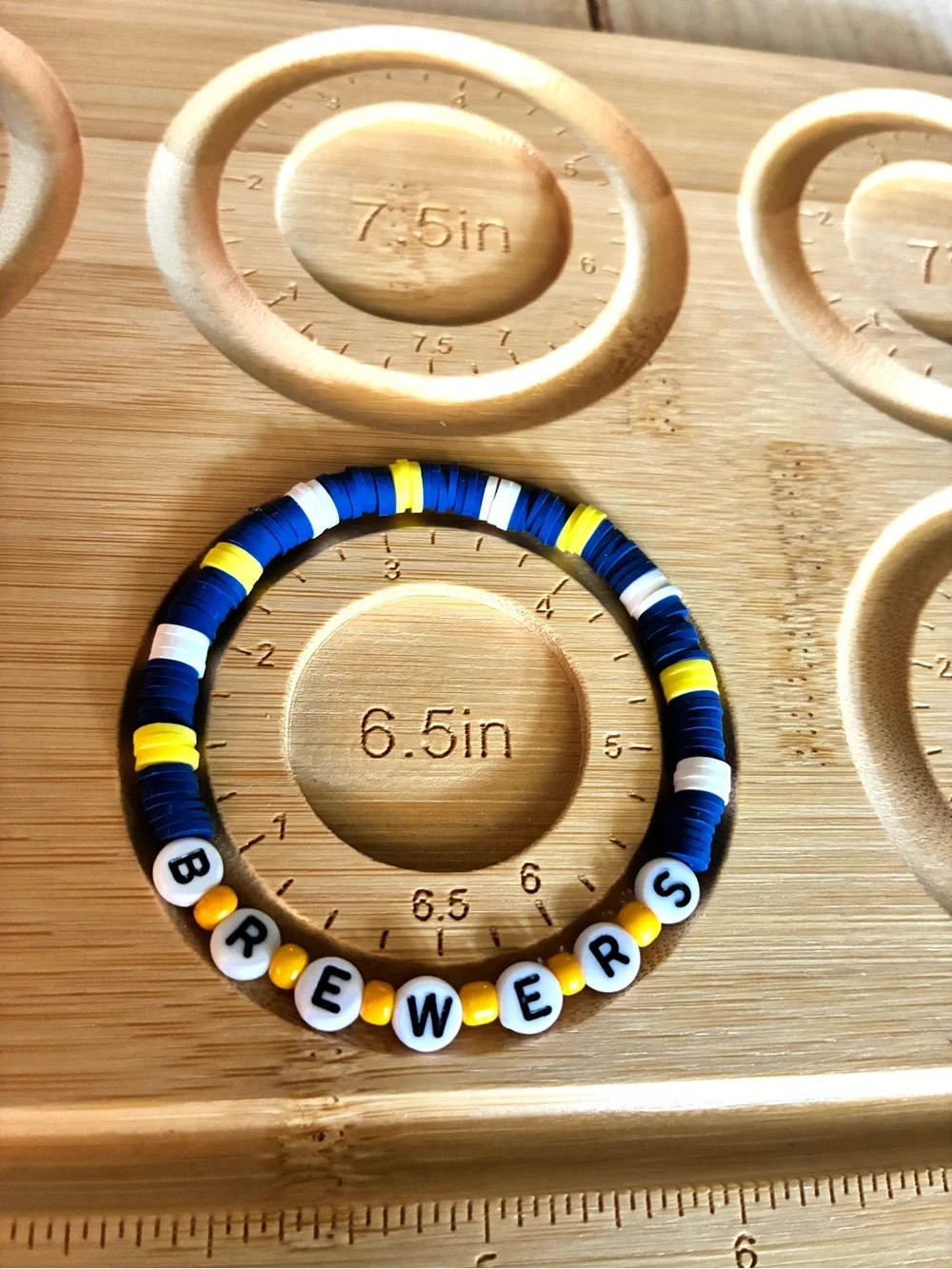 Brewers Team Beaded Wrap Bracelet - Yellow, Navy & White